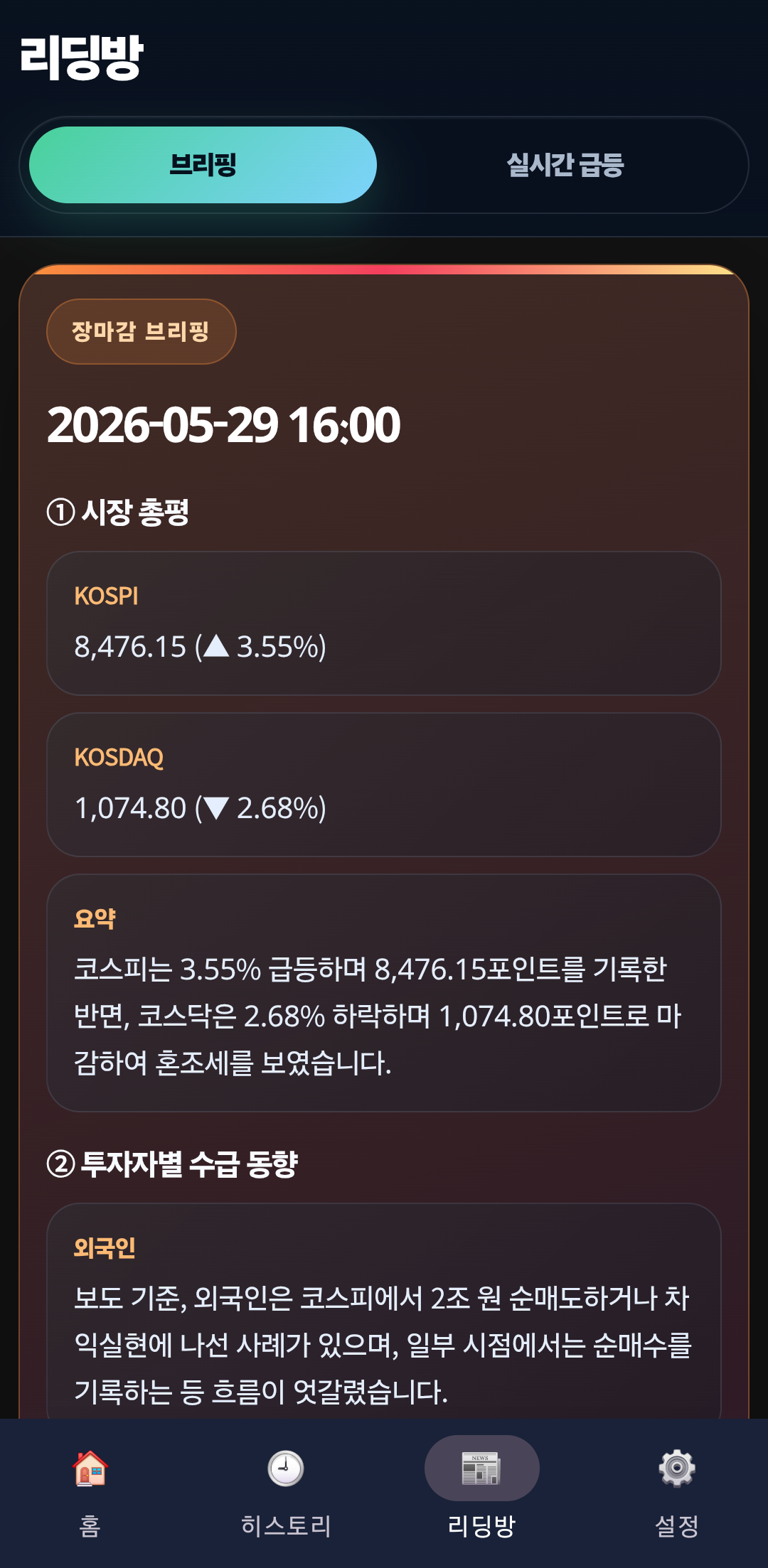 주식 매도신호등 지표 설명 화면